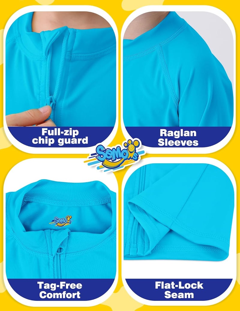 Semois Boys UPF 50+ Rash Guard Toddler Zipper Swim Shirts Long Sleeve Zip Up Sun Protection Rashguard Water Beach Shirts Quick Dry - Image 4